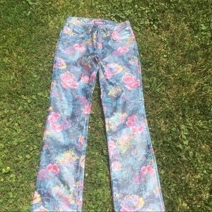 Vintage 90s Bubblegum Jeans Floral Rose Painted